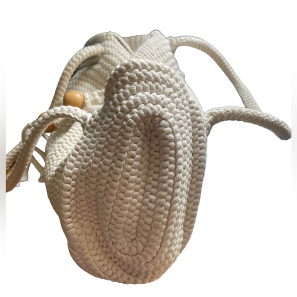 David & Scotti Cream White Handmade Boho Luxe Braided Macrame Rope Handbag Purse - Picture 3 of 8
